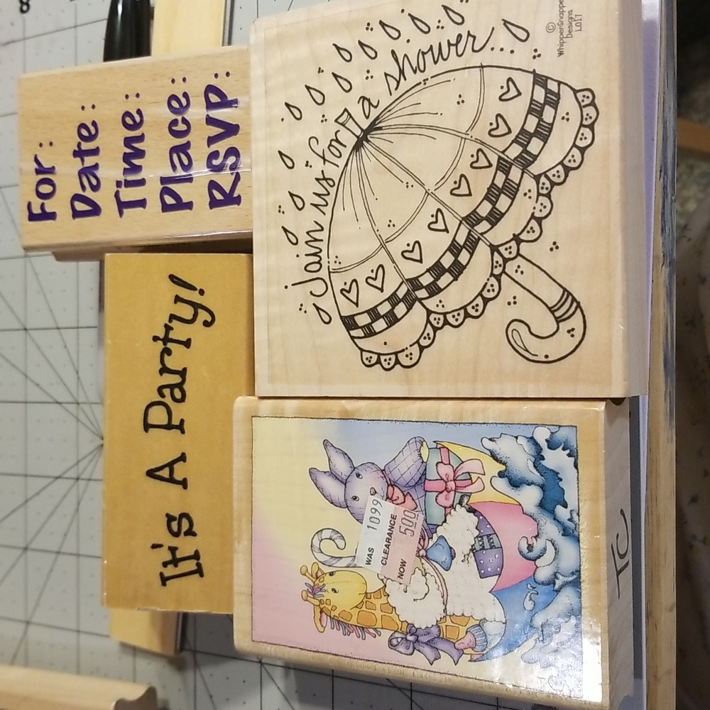 Rubber Stamps for party invites. Baby Shower! Used once.